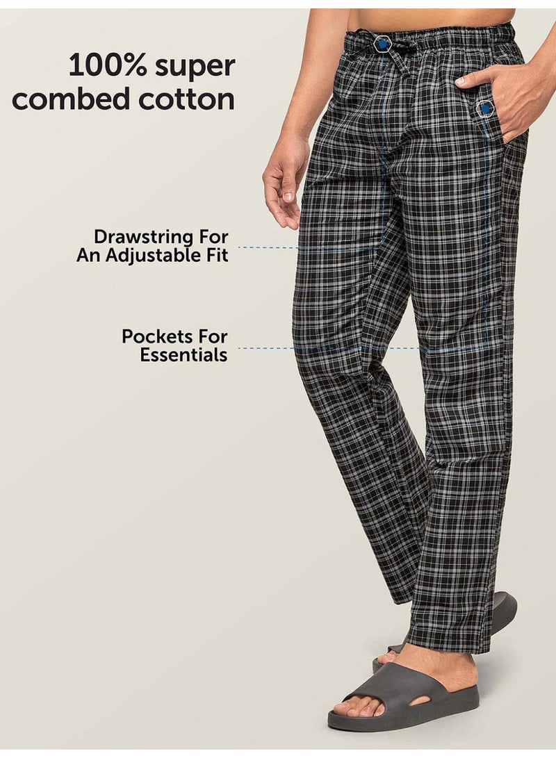 اكس واي اكس اكس بيجامة رجالية من XYXX مصنوعة من القطن الممشط الممتاز بنقشة المربعات [عبوة من قطعة واحدة] - Image 5