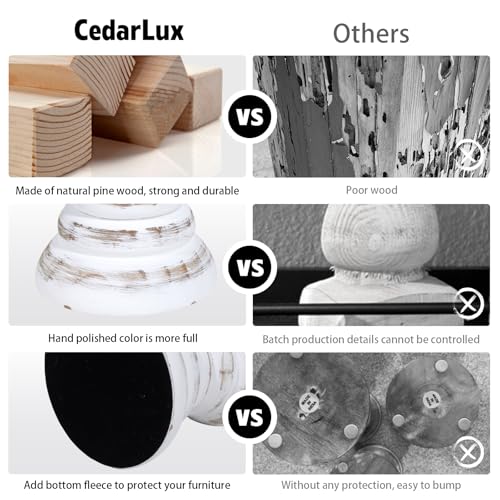 CEDARLUX Pillar Candle Holder, Farmhouse Wood Candle Holder, Rustic Wooden Candle Stand, Vintage Small Wooden Candlestick Holders for Living Room, Table Centerpiece, White - Image 3