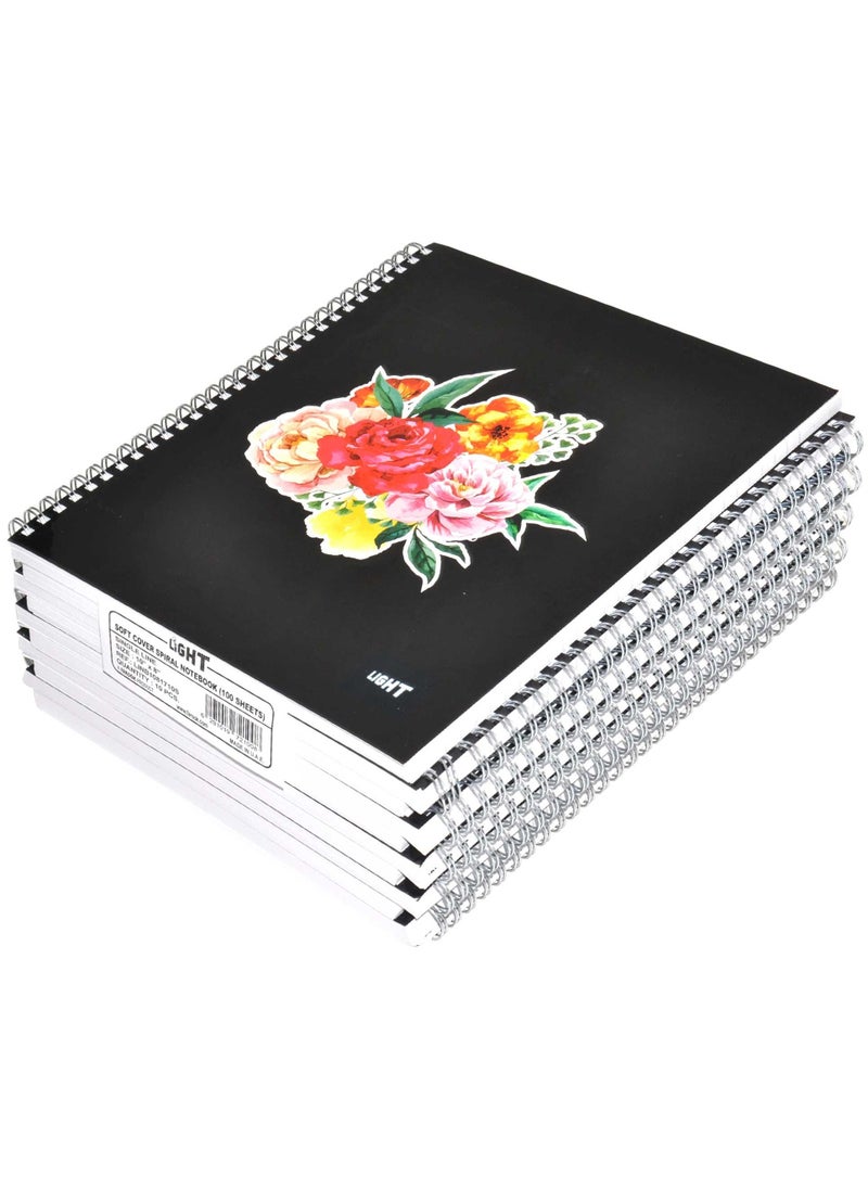 Light FIS LIGHT Pack of 10 Spiral Soft Cover Notebook, Single Line, 10X8 Inches (25.4 X 20.32 Cm) 100 Sheets -LINB1081710S  - Image 1