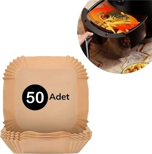 5DM 50Pcs Air Fryer Baking Paper Disposable Air Fryer Oil Proof Nonstick Square Plate Model