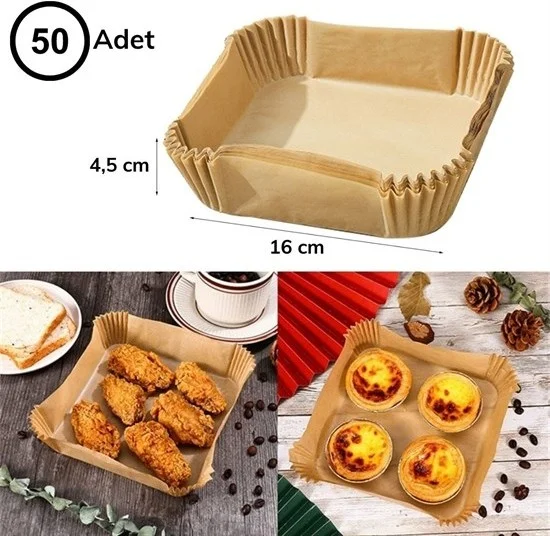 5DM 50Pcs Air Fryer Baking Paper Disposable Air Fryer Oil Proof Nonstick Square Plate Model