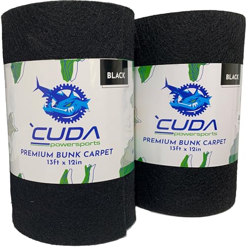 Cuda Powersports 2-Pack Cuda Boat Trailer Bunk Carpet 12 Inch Wide x 13ft-New Premium 30 Oz Roll- Cuda Boat Bunk Carpet Black Parts Accessories Black Lift Runners Covers Waterproof - Image 1