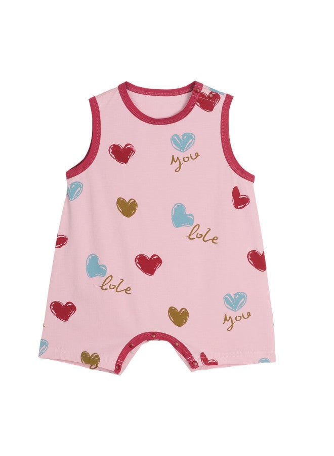 Luson Baby Girl Sleeveless Romper, New Summer 2025 Style, All-over Print Bodysuit For Infants And Toddlers
