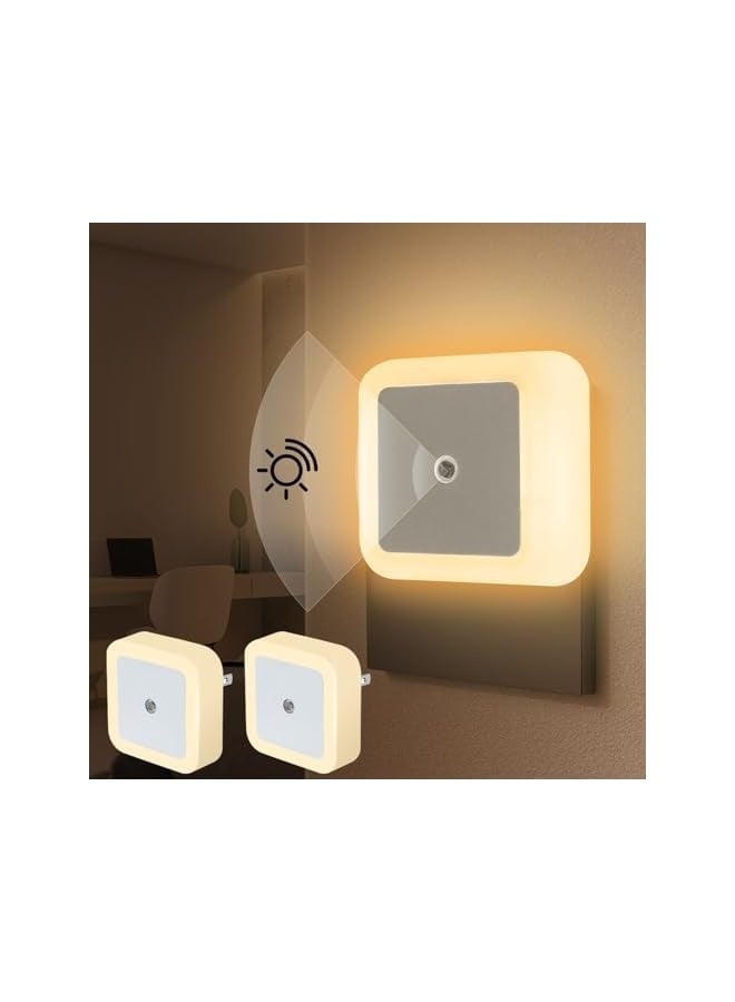 NIBEMINENT 2 Pack Night Light, ضوء الليل Warm LED Night lights Plug into Wall，with Smart Dusk to Dawn Sensor，for Kids Bedroom, Hallway,Bathroom, Hallway,Kitchen,Stairs  - Image 1