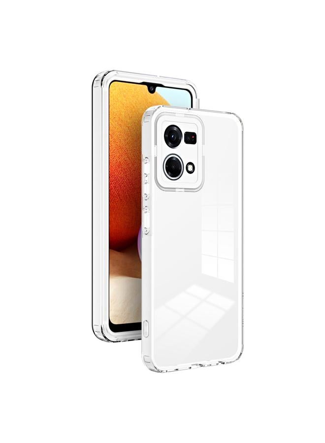اس-توب جراب لهاتف OPPO Reno7 4G / Reno8 4G / F21 Pro 4G جراب هاتف 3 في 1 شفاف من مادة TPU بلون إطار الكمبيوتر الشخصي - Image 1