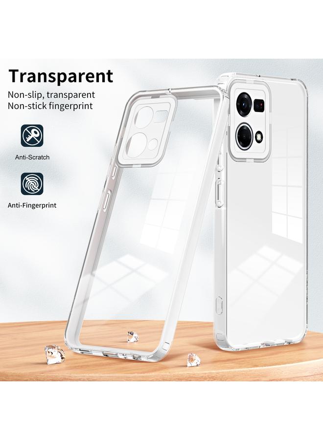 اس-توب جراب لهاتف OPPO Reno7 4G / Reno8 4G / F21 Pro 4G جراب هاتف 3 في 1 شفاف من مادة TPU بلون إطار الكمبيوتر الشخصي - Image 2