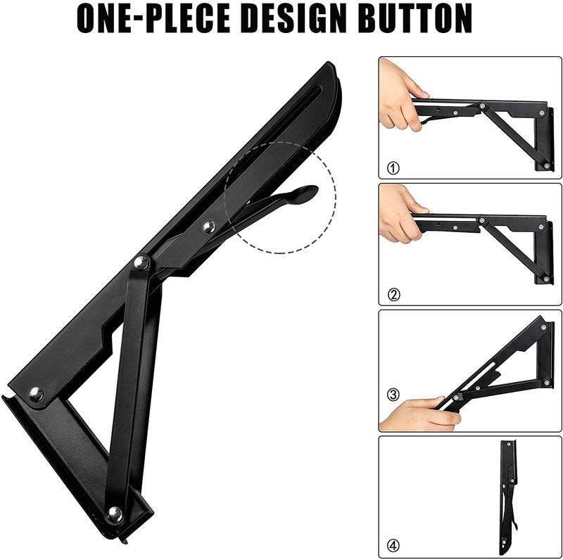 Autohj Folding Shelf Brackets - 14 Inch 2 Pcs Heavy Duty Metal Collapsible Shelf Bracket Diy Wall Mounted Shelf Bracket Space Saving For Bench - Image 5