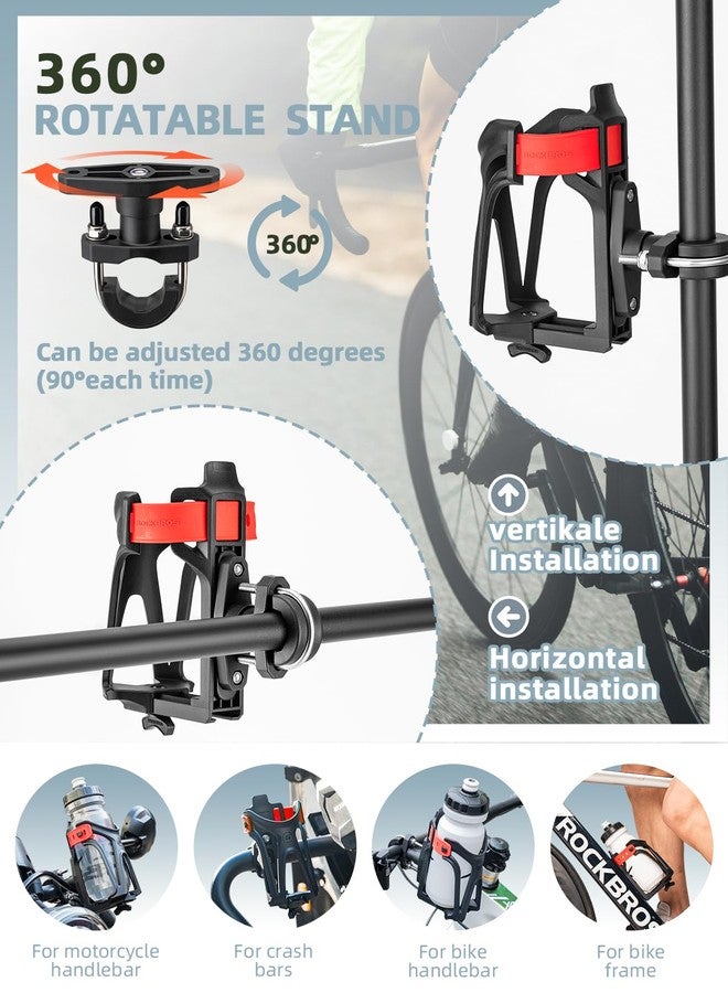 ROCKBROS Motorcycle Cup Holder Bike Water Bottle Holder for 2.3”-3" Diameter Adjustable Bottles Size with 360°Rotatable Base, Bicycle Drink Cage for Handlebar Frame with Screw Tool - Image 3