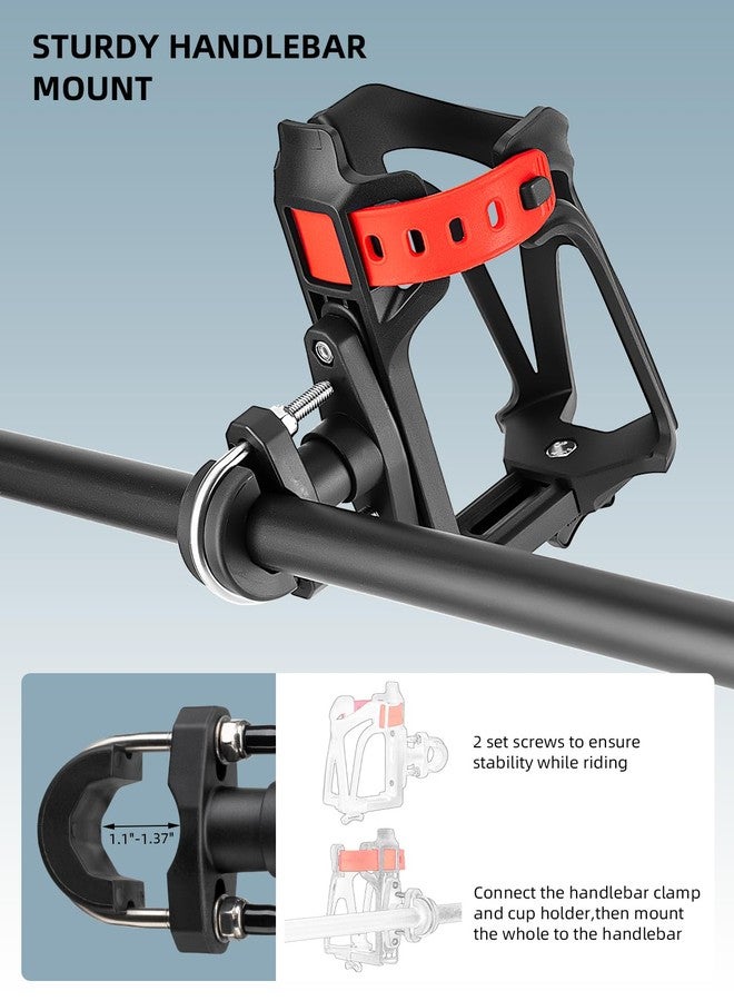 ROCKBROS Motorcycle Cup Holder Bike Water Bottle Holder for 2.3”-3" Diameter Adjustable Bottles Size with 360°Rotatable Base, Bicycle Drink Cage for Handlebar Frame with Screw Tool - Image 4