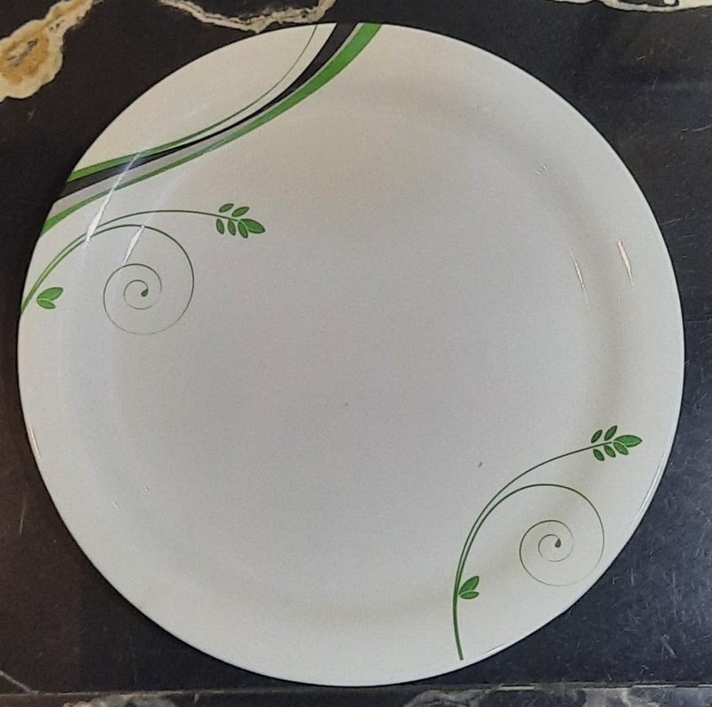 URMILA PLASTIC Lightweight Melamine Round Full Size 11 Inch DinnerLunch Plates 6 WhiteGreen Greater Than 10 6 - Image 3