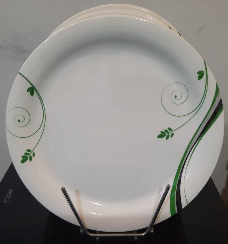 URMILA PLASTIC Lightweight Melamine Round Full Size 11 Inch DinnerLunch Plates 6 WhiteGreen Greater Than 10 6 - Image 4