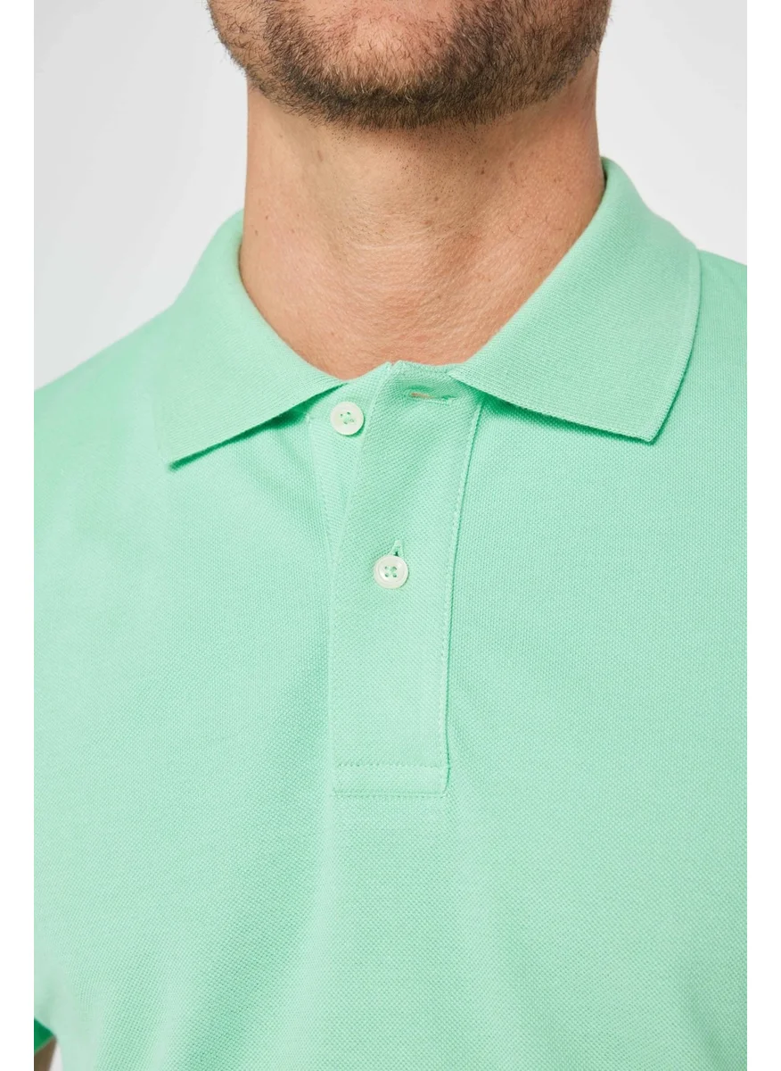 Tudors Men's Slim Fit Narrow Cut Cotton Plain Pique Mint Polo Collar T-Shirt