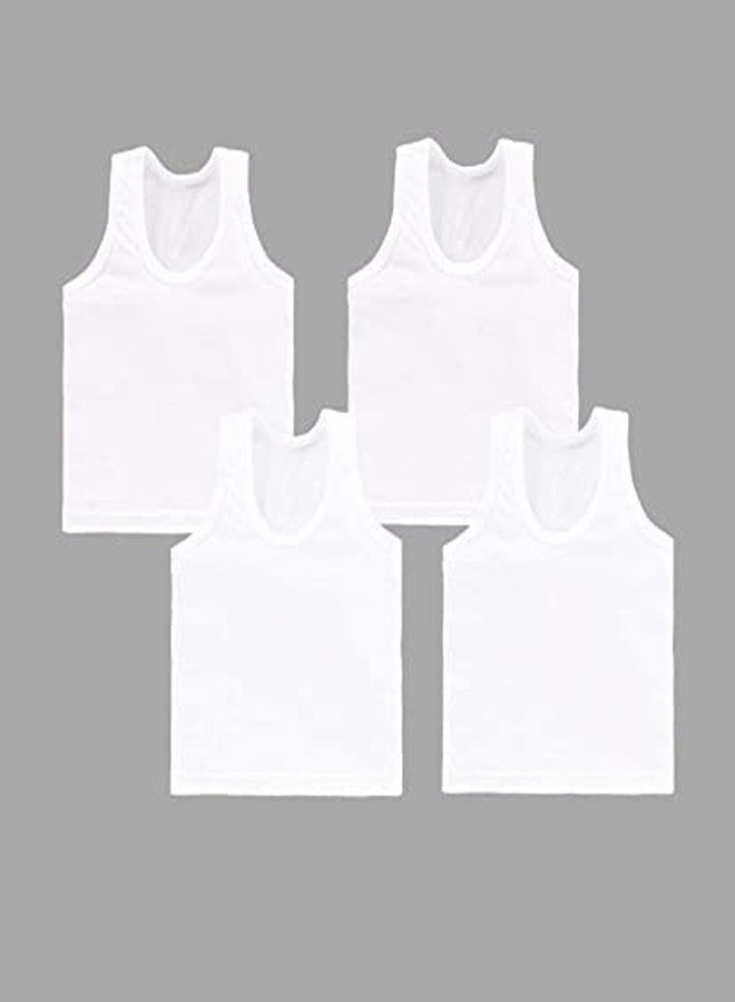 KEATY pure soft cotton baniyan baby vest unisex innerwear multicolor vest white vest for boy and girls pack of 4 (3-4 years, white vest) - Image 2