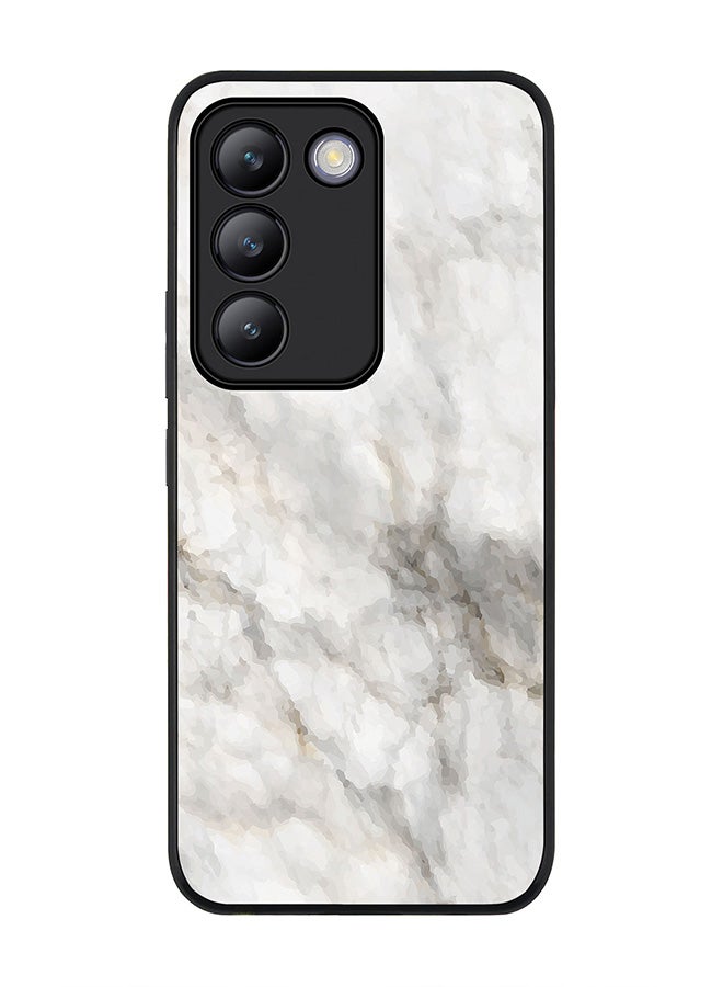 Stylizedd Rugged Black edge case for Vivo V30 Lite 5G, Slim fit Soft Case Flexible TPU Gel Thin Cover -  Marble Print Beige Grey - Image 1