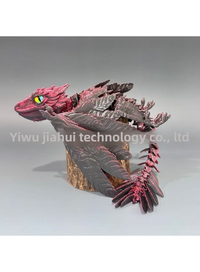 3D Printing Feather Dragon Archaeopteryx Wing Dragon Wings Movable Mouth Toy Joint Simulation Model Explosion-Color:Black Red-Specifications:35cm