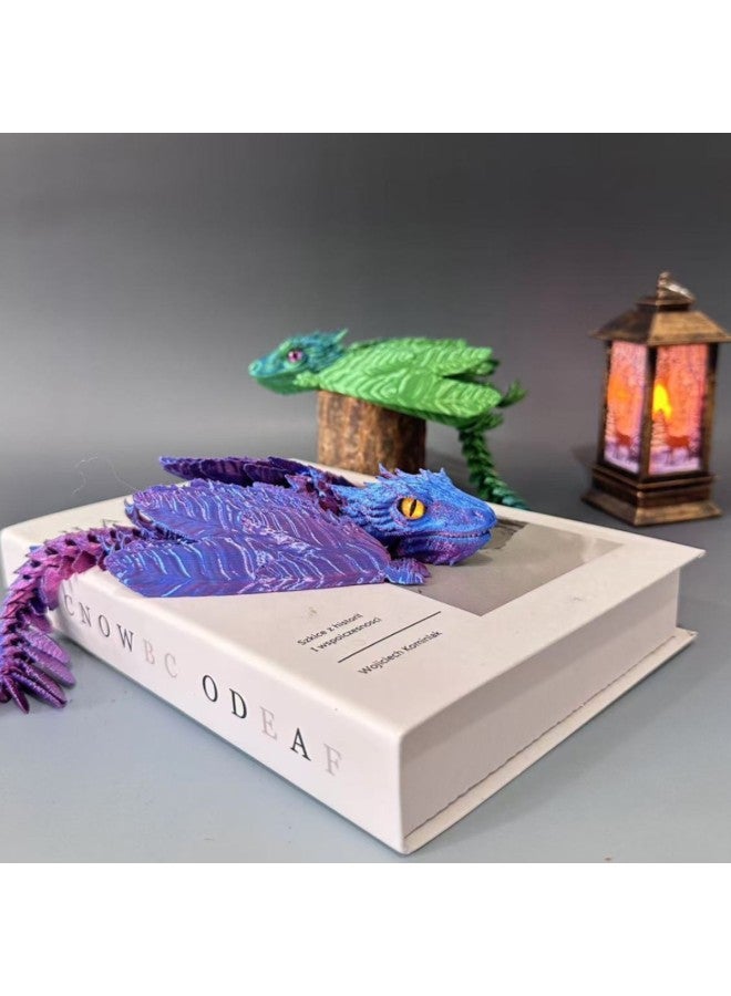 3D Printing Feather Dragon Archaeopteryx Wing Dragon Wings Movable Mouth Toy Joint Simulation Model Explosion-Color:Black Red-Specifications:35cm