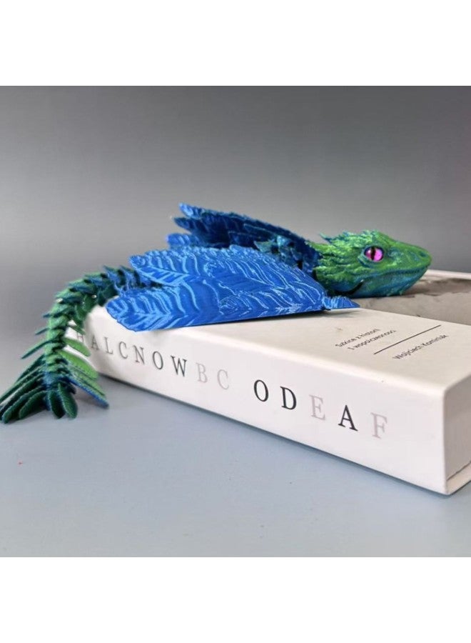 3D Printing Feather Dragon Archaeopteryx Wing Dragon Wings Movable Mouth Toy Joint Simulation Model Explosion-Color:Black Red-Specifications:35cm
