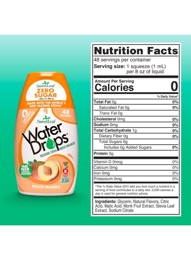 سويت ليف قطرات بنكهة الخوخ والمانجو للماء، 1.62 أونصة سائلة - Image 2