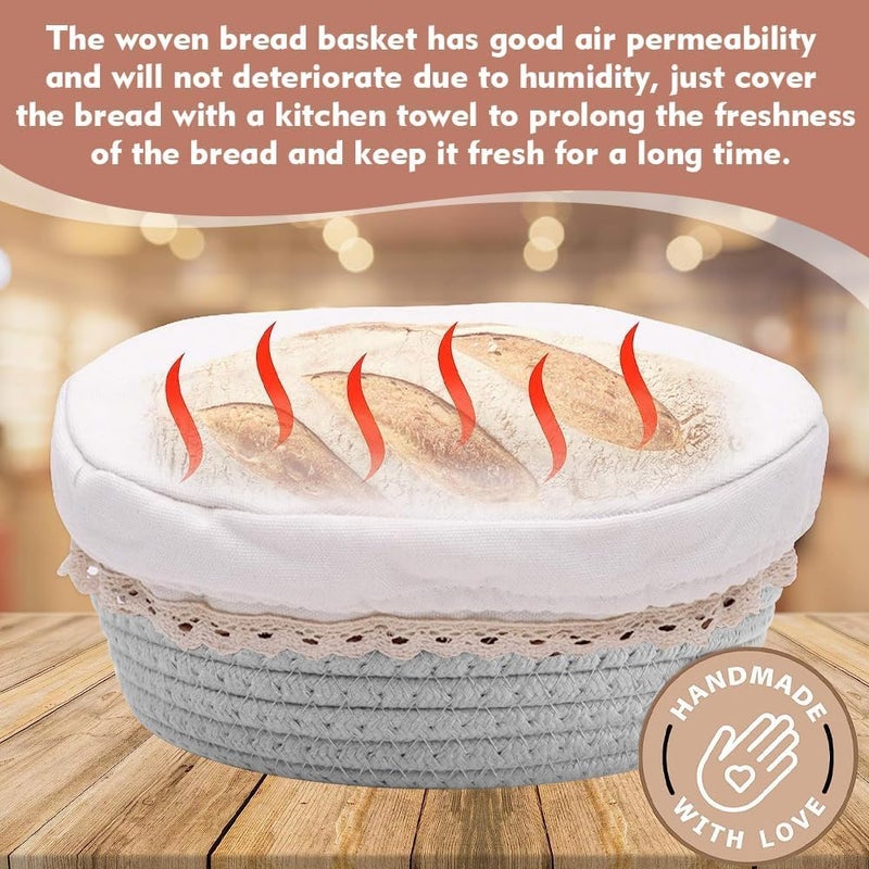MZ Cotton Rope Storage Basket Bowl, Large Woven Decorative Container for Fruits, Toys, Bread, Natural (Grey) - Image 3