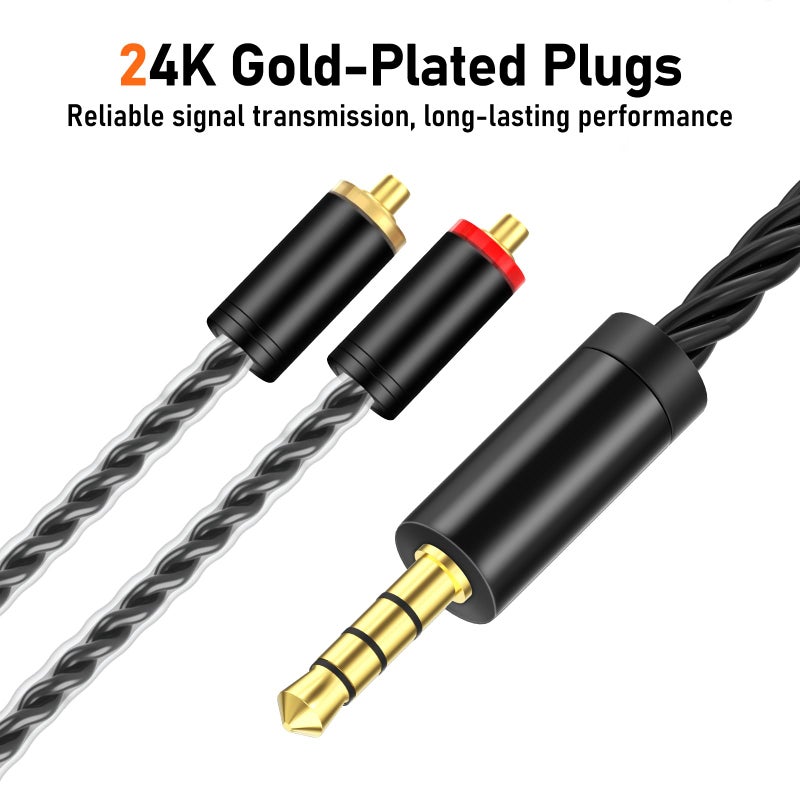 Audiovance Premium HiFi IEM Cable with Mic â€“ Silver-Plated 3.5mm to MMCX Cord - Lossless Sound for Shure SE215/315/425/535/846 & Vibes 201/202 - Tangle-Free in-Ear Monitor Cables - Black (HC001M) - Image 5