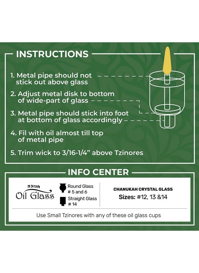 Ner Mitzvah Metal Wick Holder Set 9 Small Holders And 50 Wax Coated Cotton Wicks Sits In Full Oil Cup For Optimal Safety And Burn Time Tzinores By Ner Mitzvah  - Image 4