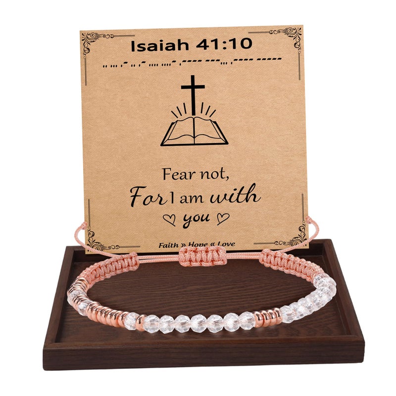 Btysun Religious Gifts for Women, Easter Basket Stuffers for Teens Morse Code Bracelets for Women Christian Bracelet Inspirational Braided Faith Baptism Jewelry - Image 1