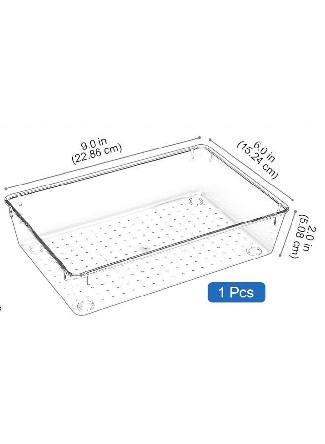 Vtopmart 4Piece Desktop Drawer Organizer Set, Clear Plastic Storage Boxes, Bathroom Drawer Dividers, Vanity Tray Organizer for Bedroom, Dresser, Kitchen Tools, Office Supplies - Image 4