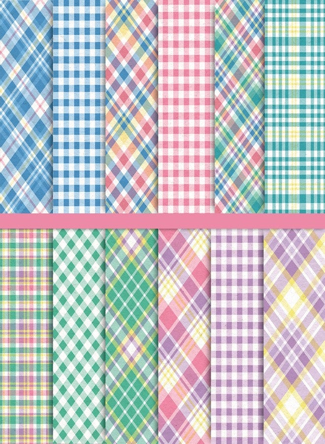 وولاين 24 ورقة من ورق Whaline بنمط مربعات الباستيل الربيعي المزخرف على الوجهين لصنع البطاقات بنفسك وألبوم الصور وديكور المجلات، 6 × 6 بوصة - Image 1