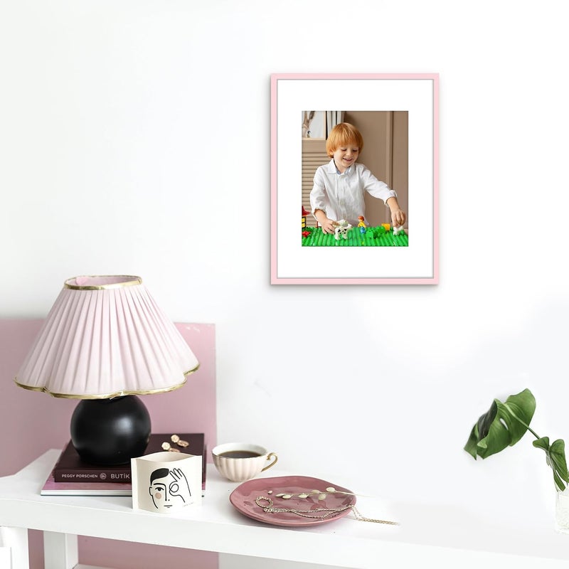 Picrit 11x14 Picture Frame Set of 12, Display 8x10 with Mat or 11x14 Without Mat, Photo Frames for Wall Mounting or Table Top Display, Pink - Image 4