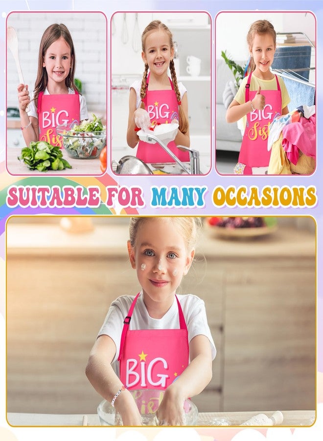 XLSXEXCL Big Sister Apron with Pockets, “Big Sister” Funny Apron Gifts for Girls, Adjustable Toddler Apron for girls for Cooking, Baking, Painting, Gardening (Pink) - Image 5