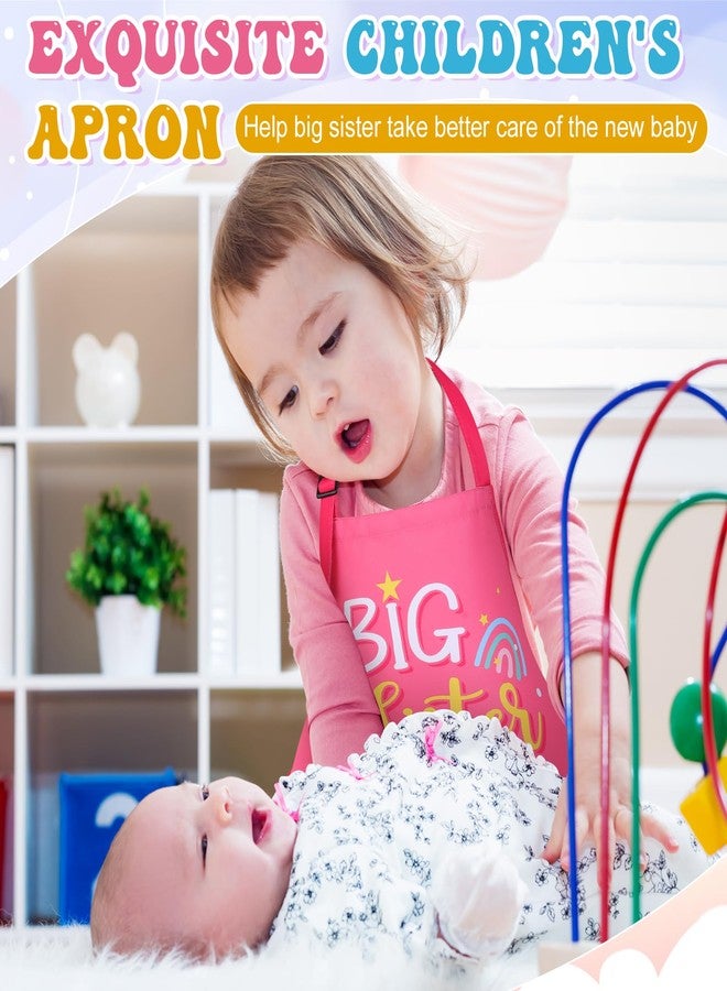 XLSXEXCL Big Sister Apron with Pockets, “Big Sister” Funny Apron Gifts for Girls, Adjustable Toddler Apron for girls for Cooking, Baking, Painting, Gardening (Pink) - Image 4