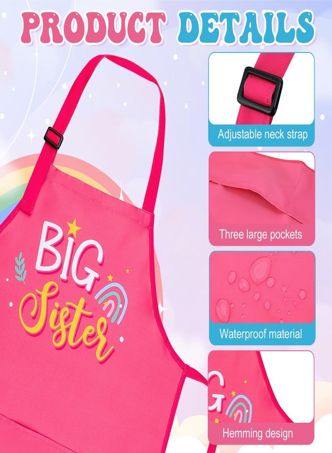 XLSXEXCL Big Sister Apron with Pockets, “Big Sister” Funny Apron Gifts for Girls, Adjustable Toddler Apron for girls for Cooking, Baking, Painting, Gardening (Pink) - Image 3