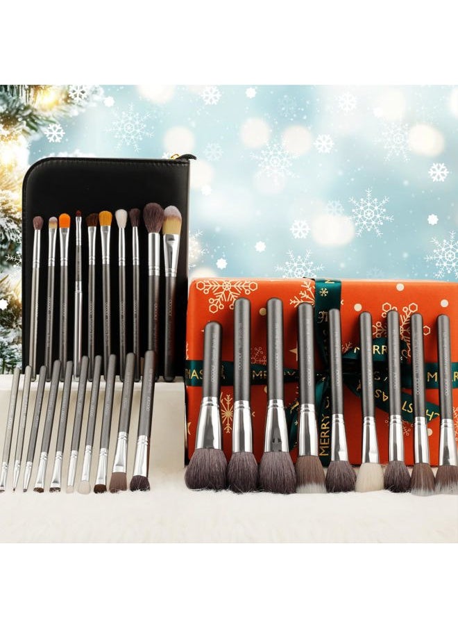 docolor - Docolor Professional Makeup Brush Set 29Pcs Makeup Brushes Valentines Day Gifts Premium Goat Synthetic Fiber Foundation Face Powder Blush Concealer Eyeshadows Make Up Brushes with PU Leather Case - Image 1