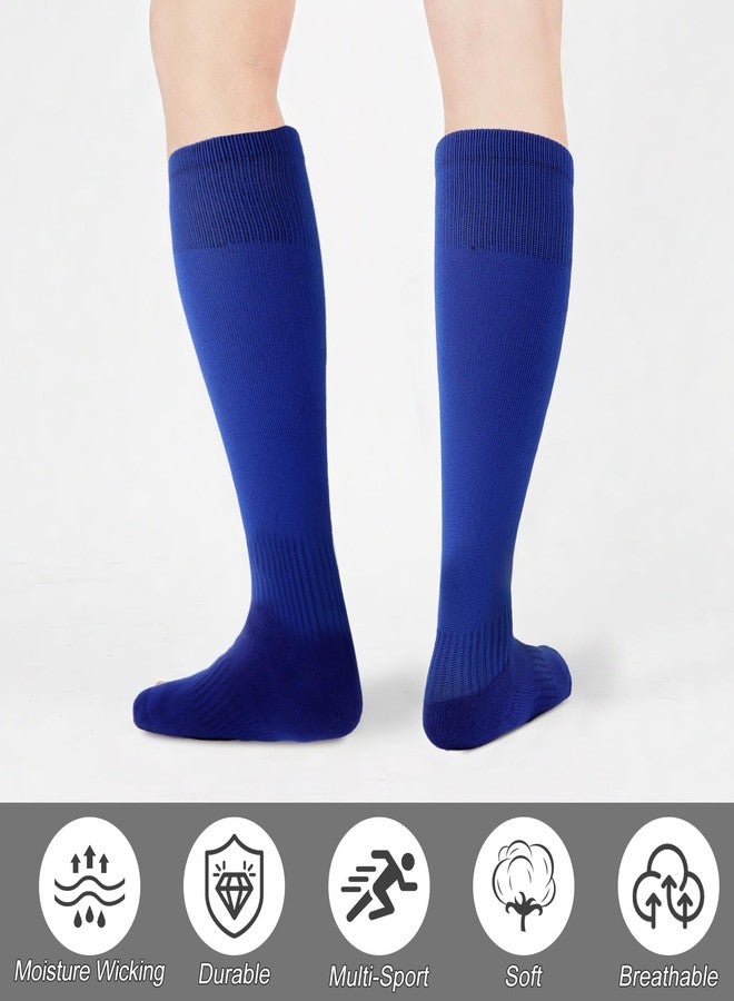 KIUEZIR 3 Pairs Baseball Socks Softball Knee-High Athletic Socks Stretchy Compression Soccer Socks for Men and Women (Blue) - Image 3