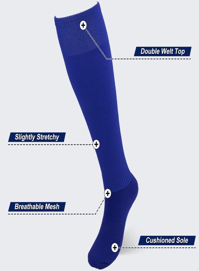 KIUEZIR 3 Pairs Baseball Socks Softball Knee-High Athletic Socks Stretchy Compression Soccer Socks for Men and Women (Blue) - Image 4