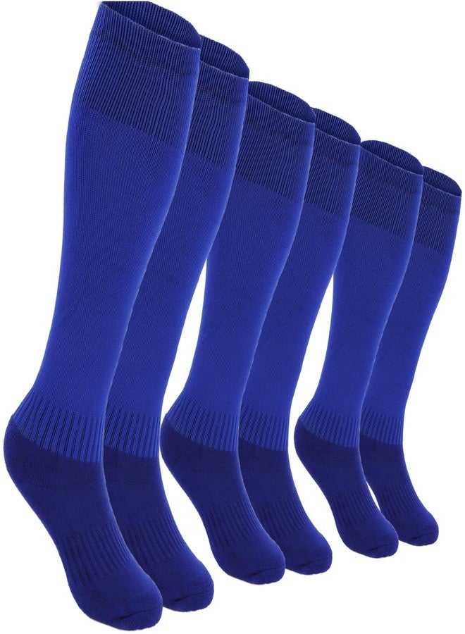 KIUEZIR 3 Pairs Baseball Socks Softball Knee-High Athletic Socks Stretchy Compression Soccer Socks for Men and Women (Blue) - Image 1