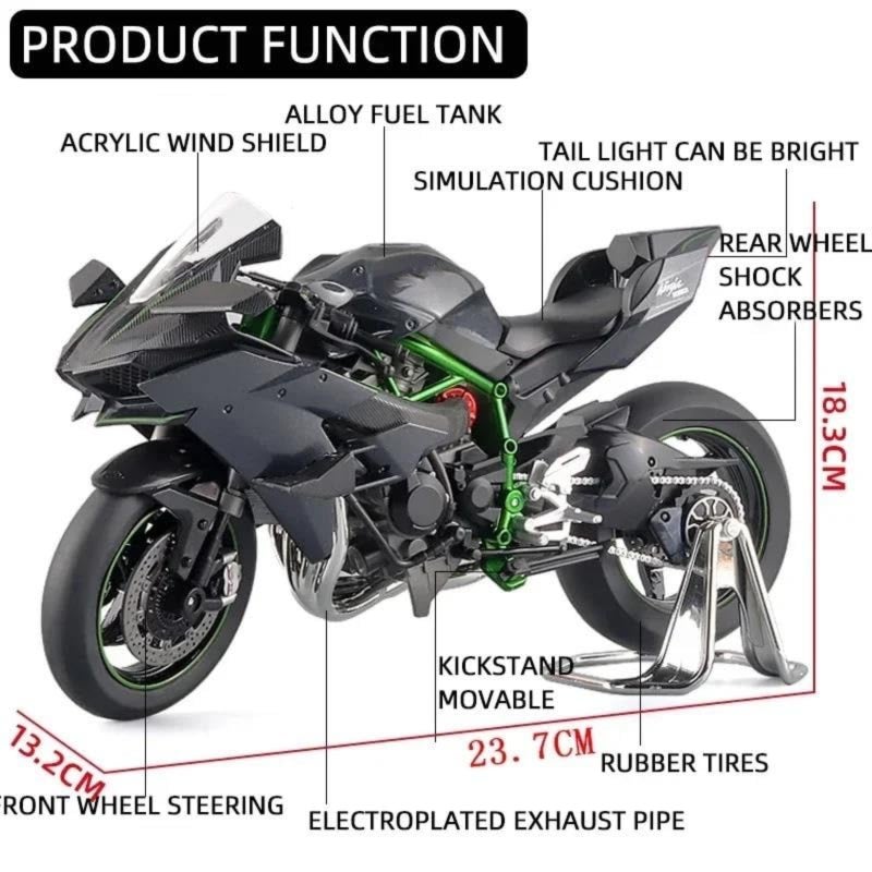 1:9 Simulation Kawasaki H2R Track Edition Alloy Motorcycle Model - Image 2