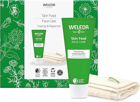 Weleda مجموعة هدايا ويليدا للعناية بالبشرة 2 في 1 مجموعة العناية بالبشرة بلسم تنظيف الطعام للبشرة طقوس التنظيف اليومية قطعة قماش للغسل للنساء والرجال 100% طبيعية عضوية - Image 1