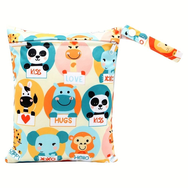 Reusable Diaper Bag Animal Print Waterproof Wet Dry Separation Zippered Pocket 7.87 9.84 Inch - Image 2