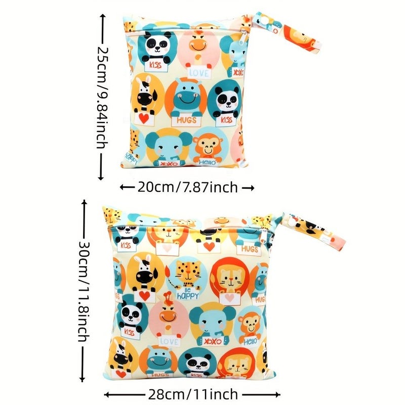 Reusable Diaper Bag Animal Print Waterproof Wet Dry Separation Zippered Pocket 7.87 9.84 Inch - Image 5