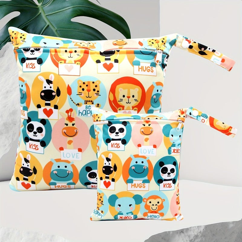Reusable Diaper Bag Animal Print Waterproof Wet Dry Separation Zippered Pocket 7.87 9.84 Inch - Image 4
