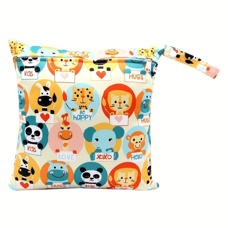 Reusable Diaper Bag Animal Print Waterproof Wet Dry Separation Zippered Pocket 7.87 9.84 Inch - Image 1