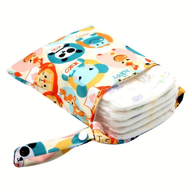 Reusable Diaper Bag Animal Print Waterproof Wet Dry Separation Zippered Pocket 7.87 9.84 Inch - Image 3