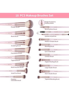 MAANGE MAANGE 37 Pcs Makeup Brush Set Premium Synthetic Make Up Brushes Foundation Eye Shadow Powder Concealers Brushes Set for Beginners Professional Makeup Tool Set (Pink)  - Image 3