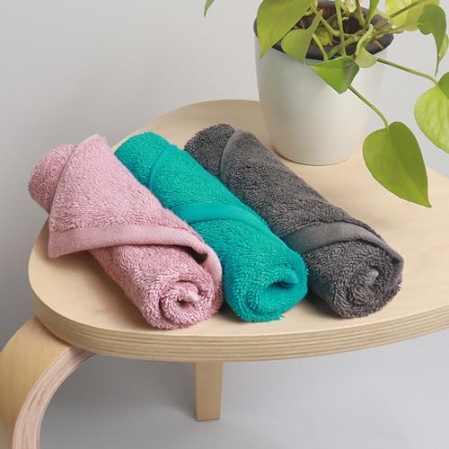 HEELIUM Bamboo Face Towel | Ultra Absorbent & Odour-Free | 3X Softer Than Cotton Towels | 30 x 30 cm - 600 GSM | Pack of 3 - Peach, Teal, Grey - Image 1