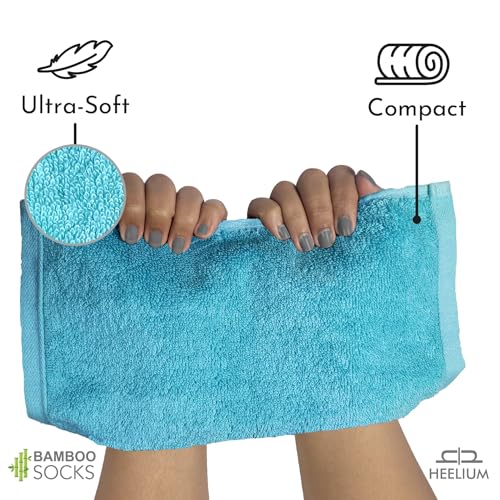 HEELIUM Bamboo Face Towel | Ultra Absorbent & Odour-Free | 3X Softer Than Cotton Towels | 30 x 30 cm - 600 GSM | Pack of 3 - Peach, Teal, Grey - Image 4