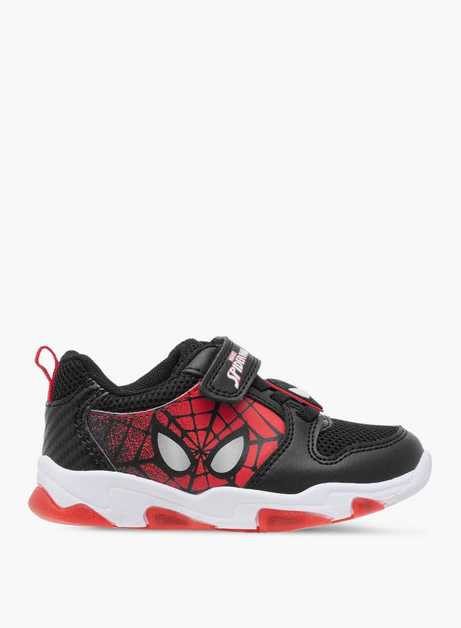 MARVEL Boys Spider-Man Print Light-Up Sneakers with Hook and Loop Closure