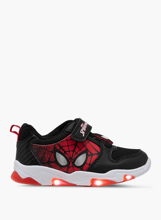 MARVEL Boys Spider-Man Print Light-Up Sneakers with Hook and Loop Closure