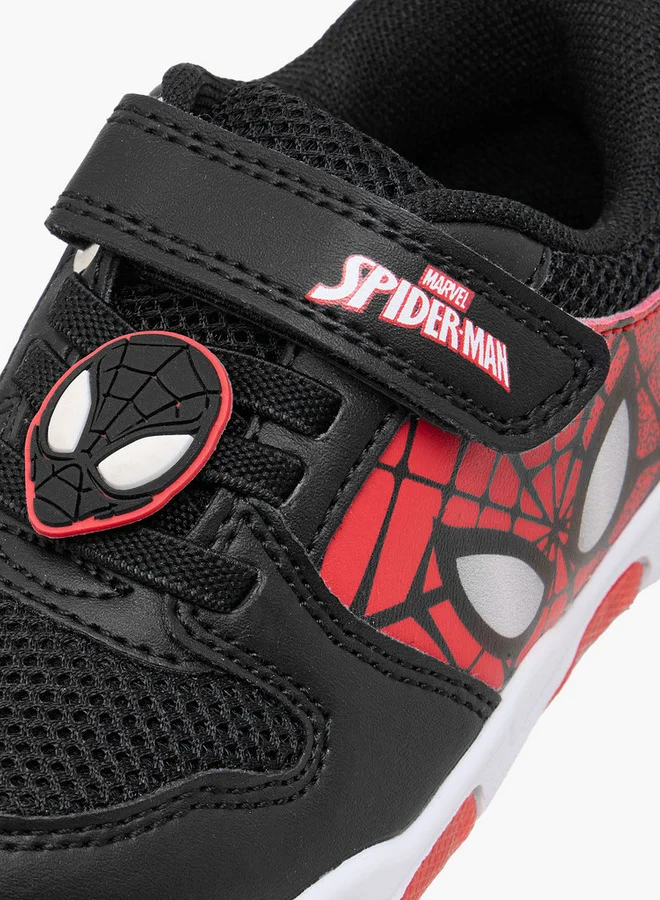 MARVEL Boys Spider-Man Print Light-Up Sneakers with Hook and Loop Closure