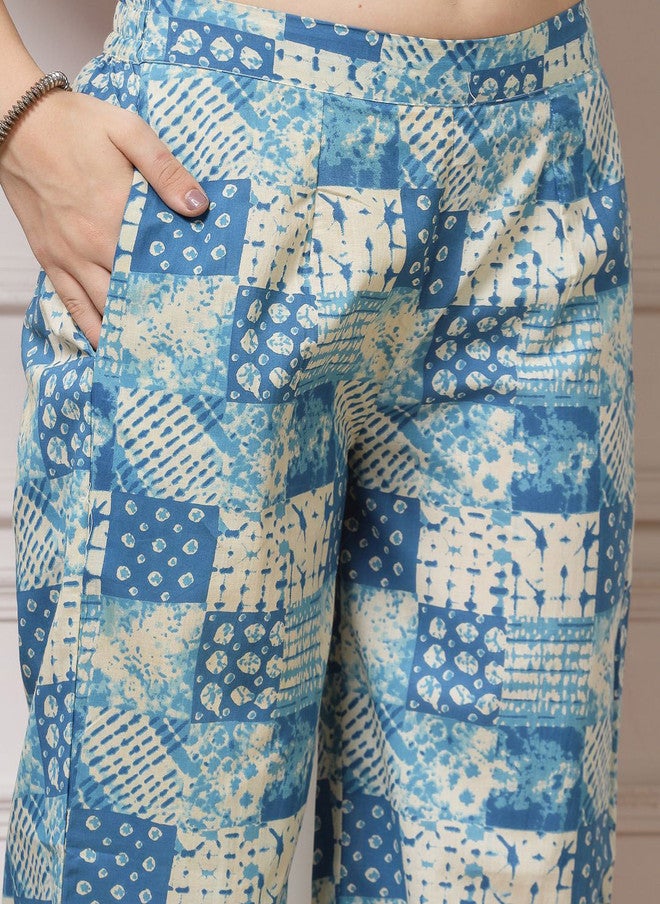 Indibelle Geometric Printed Pure Cotton Tunic & Trousers Set - Image 3